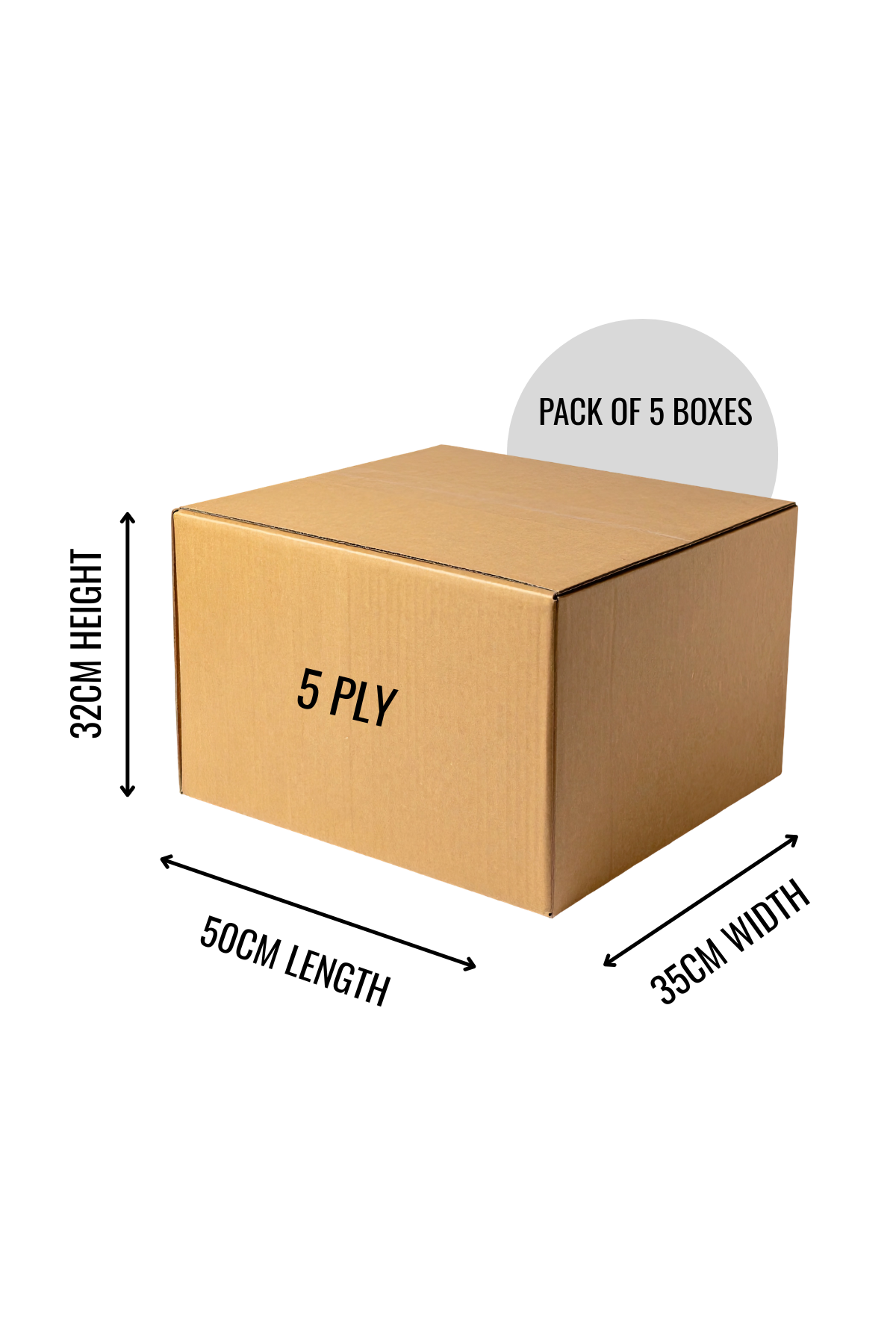 5-Pack Corrugated Moving Boxes 25KG | Shipping Cartons UAE