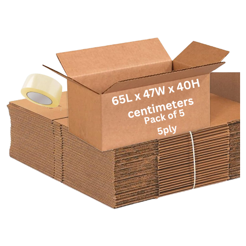 Cardboard Moving Boxes Pack of 5 | 65x47x40cm UAE | 25kg