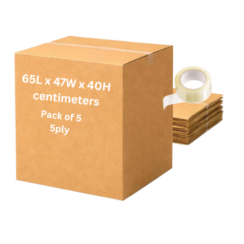 Cardboard Moving Boxes Pack of 5 | 65x47x40cm UAE | 25kg