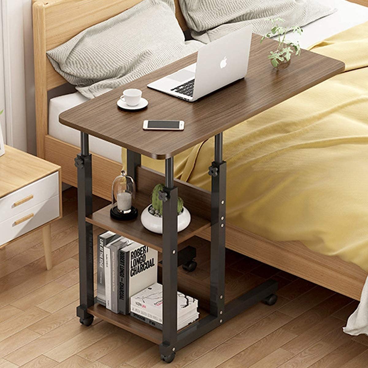 Adjustable Overbed Laptop Table with Wheels in UAE | Mobile Bed Desk