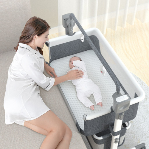 Baby Electric Bedside Crib UAE | Portable Baby Cot with Mosquito Net