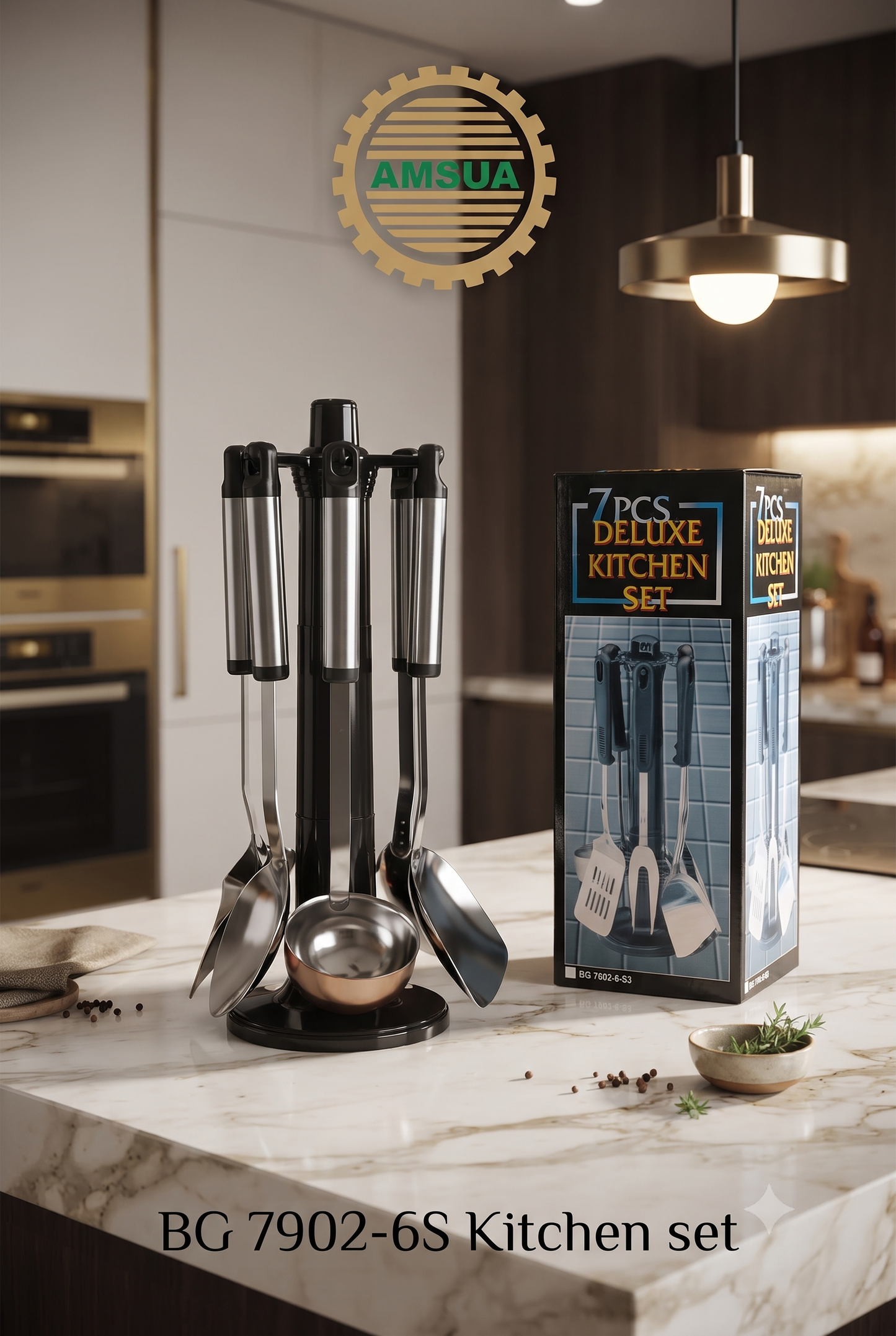 AMSUA 7 Pcs Kitchen Utensil Set | Stainless Steel Cooking Tools UAE